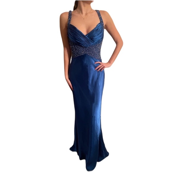 Jovani Silk Gown with Sequins - Picture 1 of 3